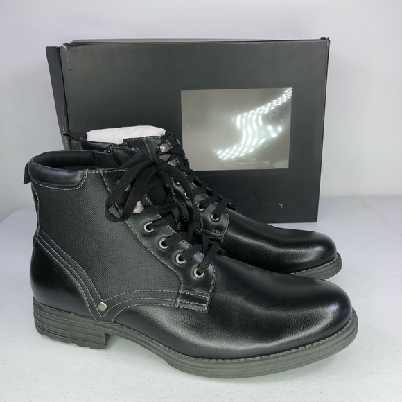 Alfani Bronson Black Faux Leather Boots 